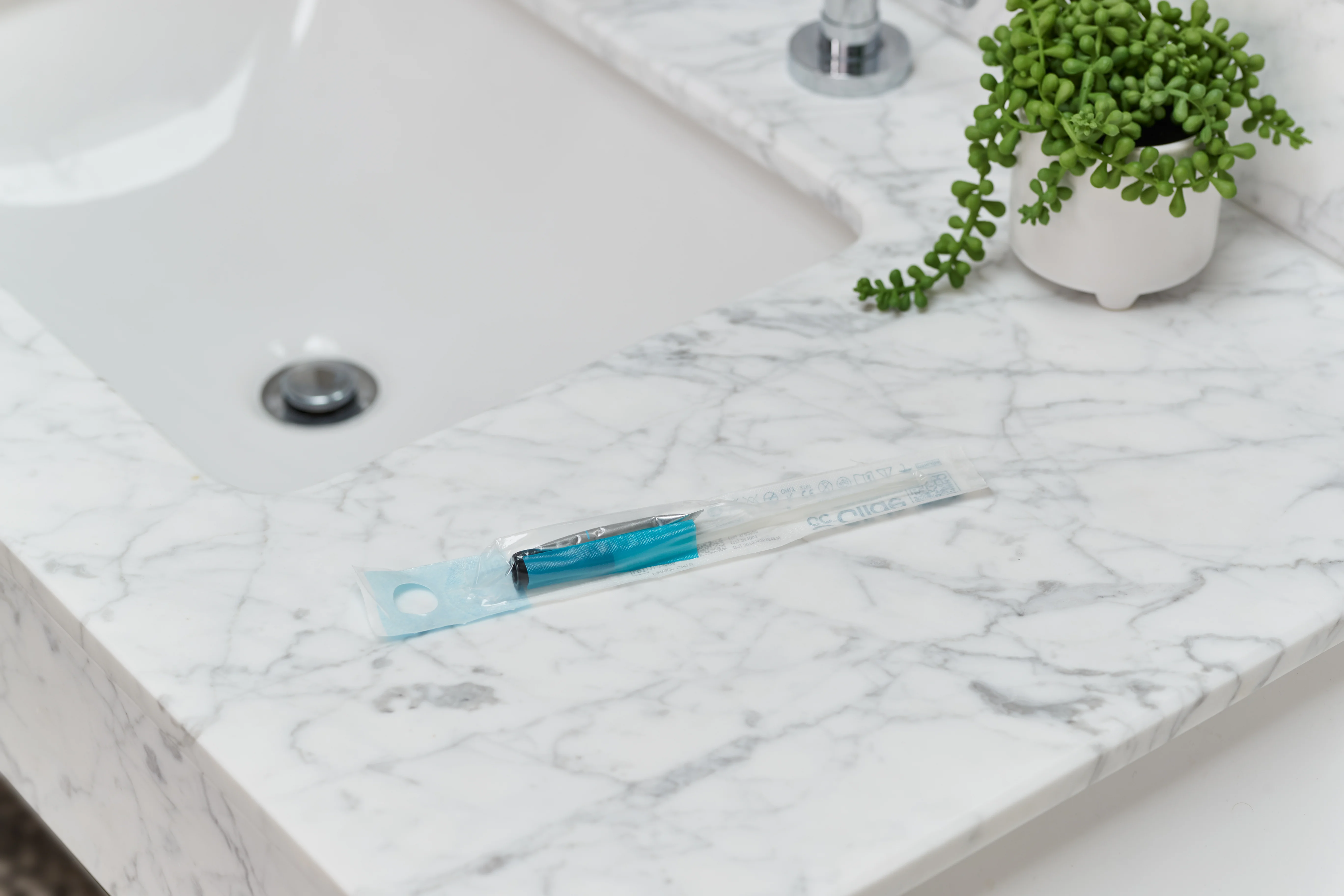 a toothbrush on a counter