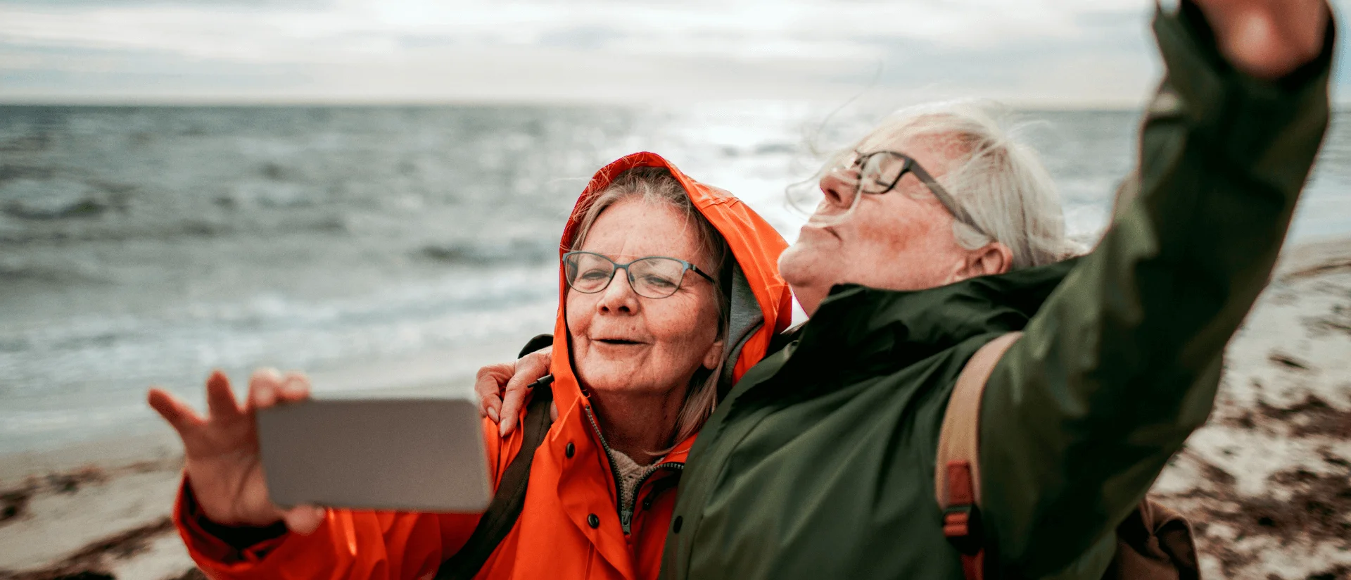 An elderly couple with diabetic foot ulcers looks to the future with happiness 