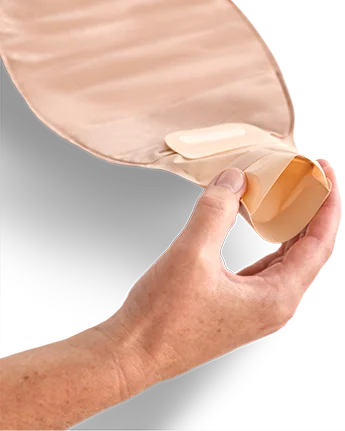 a close-up of an ostomy pouch