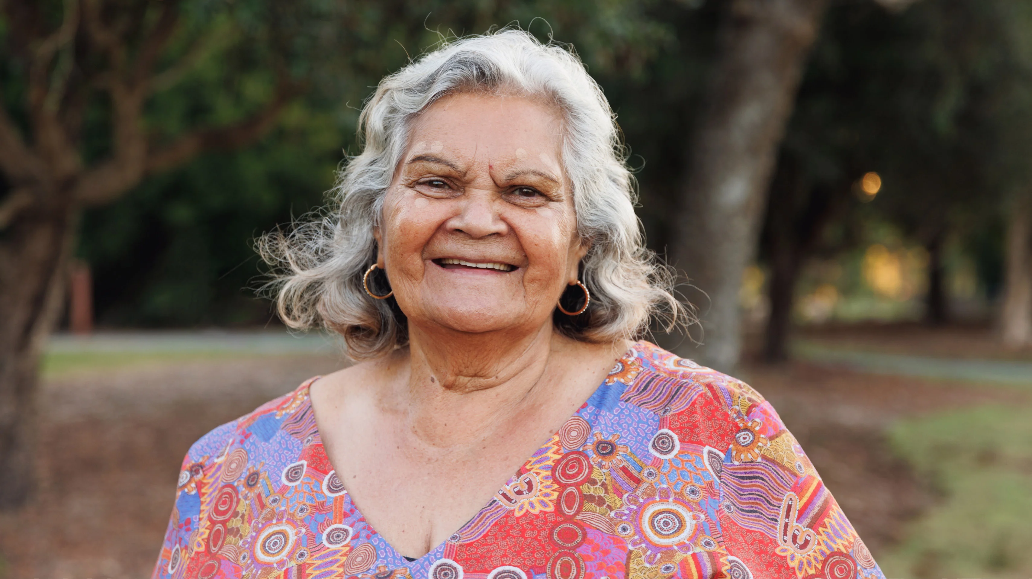 a person with a flowery shirt